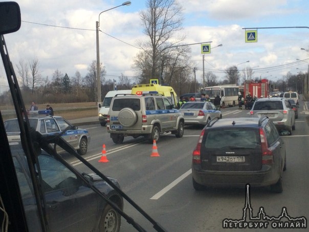 На Санкт-Петербуржском шоссе у Макаровки сбит пешеход, мужчина. Полиция стоит.