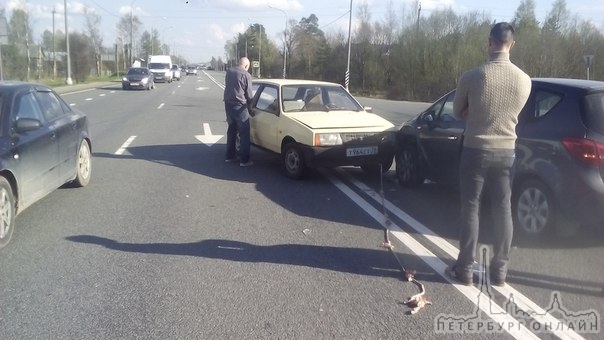 буксируемый автотаз не справился с управлением при повороте налево на Тосненской объездной у въезда ...