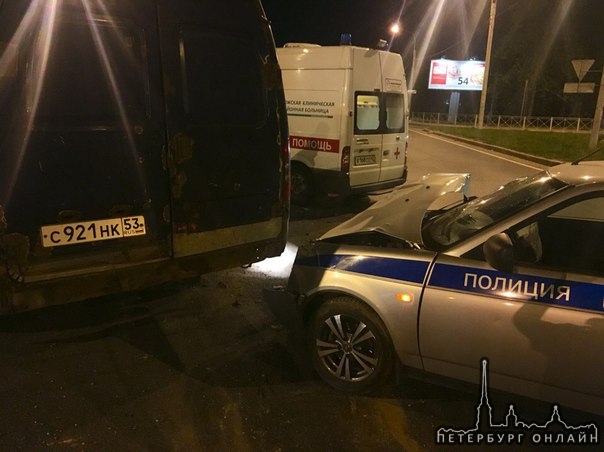 ДТП с участием полицейского авто, на выезде из Всеволожска.