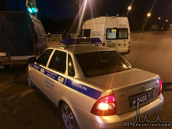 ДТП с участием полицейского авто, на выезде из Всеволожска.