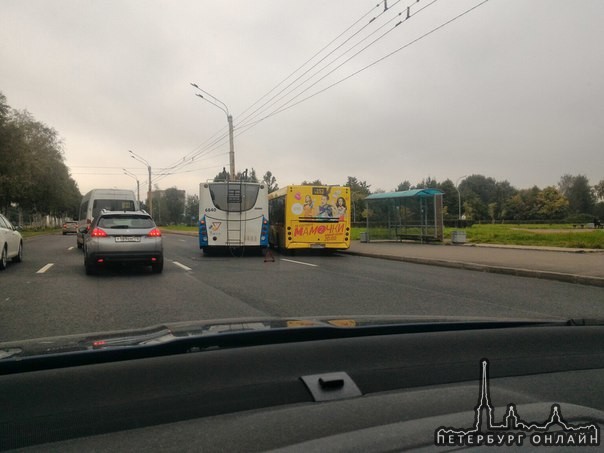 Перекресток Луначарского и Светлановского троллейбус с автобусом не поделили остановку