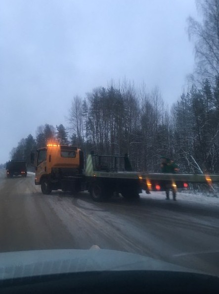 Приозерское шоссе после Агалатово, не повезло, актуально на 16:30