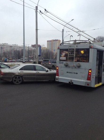 Мерин и троллейбус перекрыли 2 полосы на Кронштадской площади