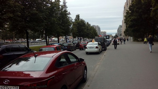 У дома 36 в кармане на проспекте Просвещения водитель Яндекс такси не посмотрев открыл дверь передо ...