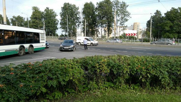 На Пискарёвском проспекте у поворот на Брюсовскую улицу. Ситроен и Peugeot (может не Peugeot:)