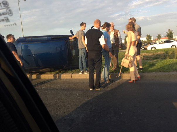 На Пулковском шоссе Черри прилёг на газон , напротив поста ДПС