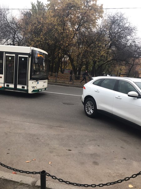 Полюстровский проспект в сторону пл. Калинина, напротив рынка. Мадам не заметила автобус при выезде ...