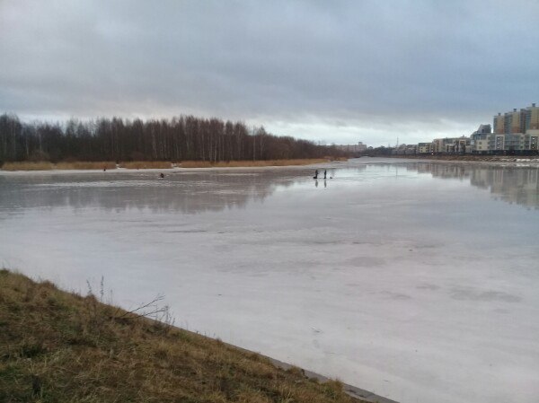 Бесстрашные рыбаки в Дудергофском канале рядом с парком Ленина!