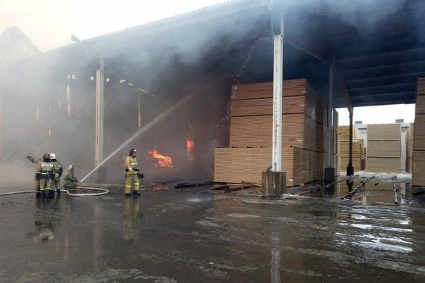Пожар на деревообрабатывающем складе под Петербургом охватил 2000 кв. метров