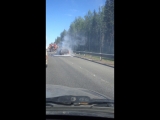 На Приозерском шоссе сгорела девятка