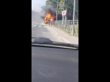 В Стрельне на Санкт-Петербургском шоссе горит автобус.