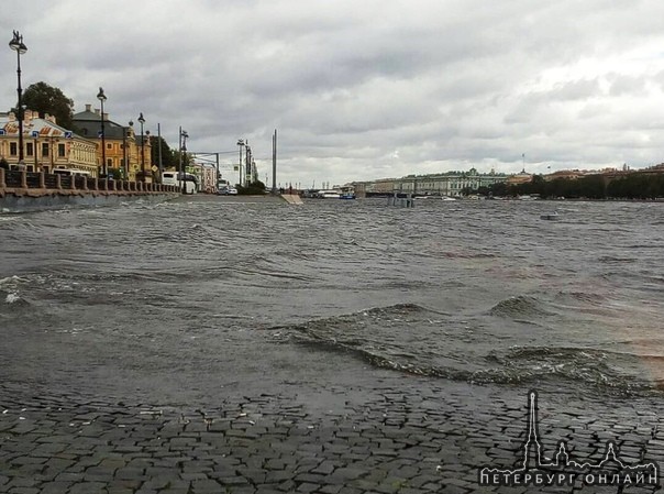 Набережные Санкт-Петербурга затопило из-за сильного ветра