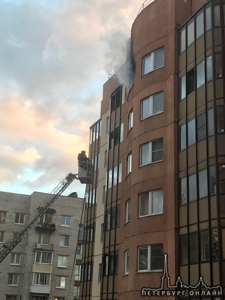 На Пулковской улице в д 1 к 2 горит квартира на 9 этаже