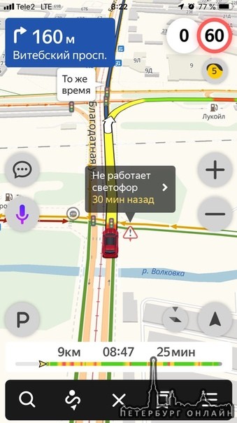 Витебская, Сортировочная и Салова, не работает светофор с вечера. Регулируется дядей))