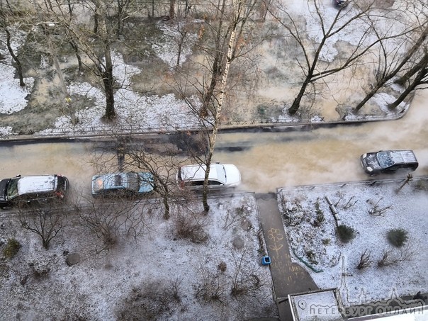 На Бухарестской 78,во дворе прорвало трубу с горячей водой, все машины в воде. В доме горячей воды н...