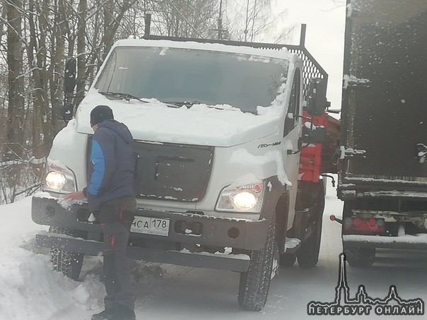 В Колпино на ул. Севастьянова не разъехались Газон и Фура.