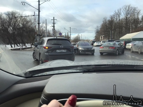 Не пропустили пыжика на перекрёстке Заусадебной и Серафимовского переулка. Затор на Школьной