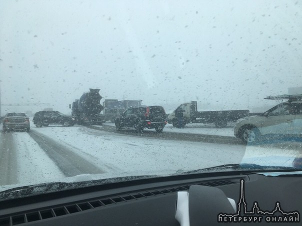 Массовое дтп кад, недоезжая до вантового в сторону мурманки