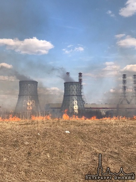 Пожар на Маршала Казакова у проспекта Героев. Подожгли траву. Пожарные на месте.