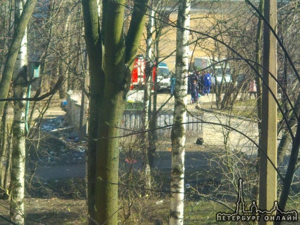 Эвакуация школы №326 на пр. Александровской фермы 11 в Невском районе. Пожарные, полиция, скорая на ...