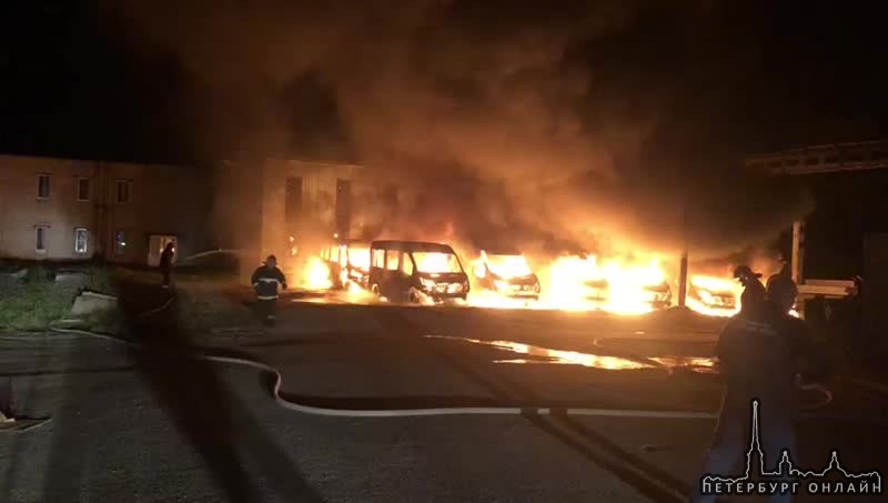 В городе Кингисеппе сегодня ночью сожгли 14 микроавтобусов, предназначенных для перевозок по маршрут...