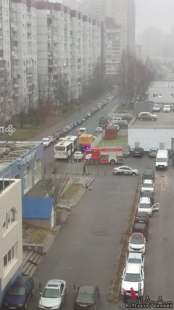 На Выборгском шоссе 33а за Перекрестком был пожар. Пожарные приехали быстро. Потушили.