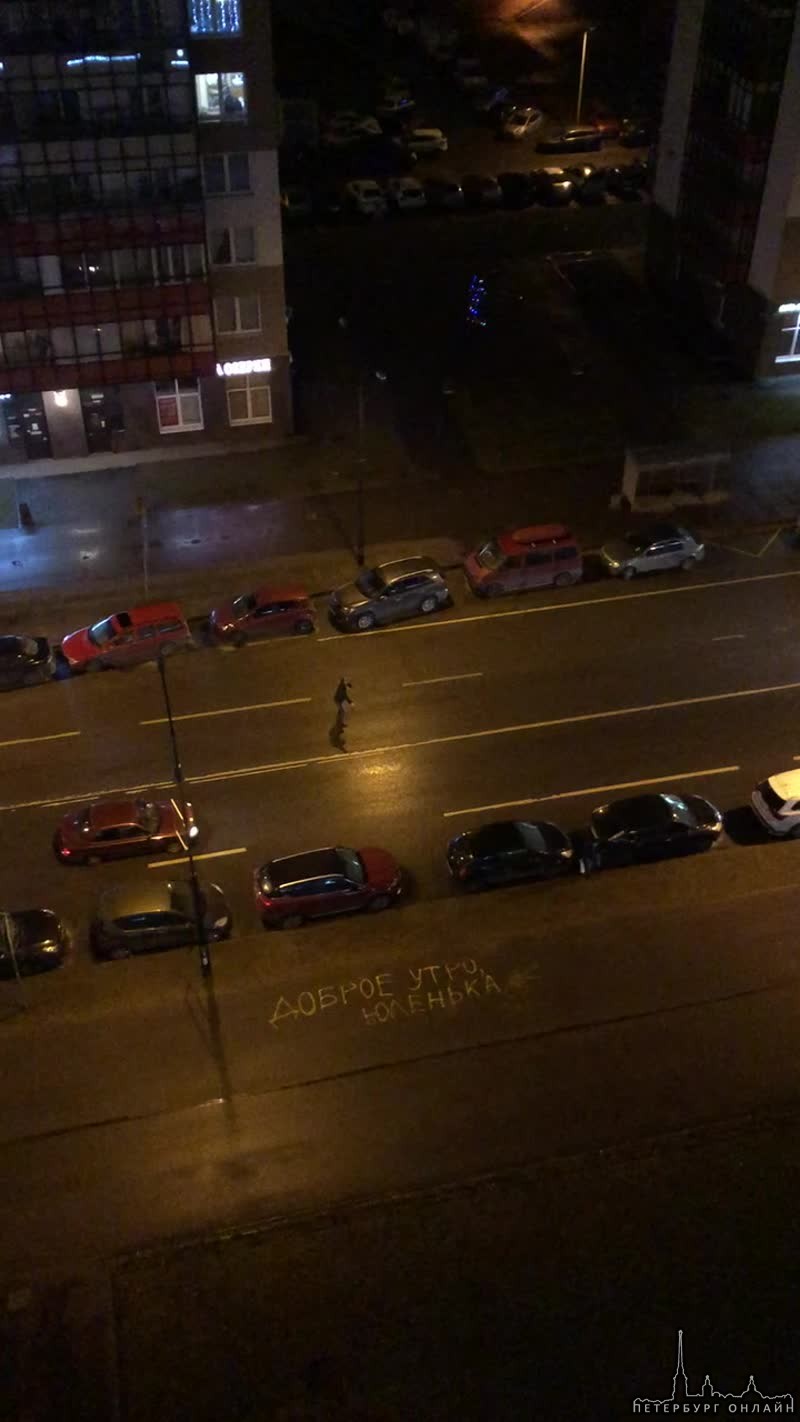 Ночное шоу с выстрелом на Европейском проспекте в Кудрово. Пассажир белой иномарки видимо хотел испу...