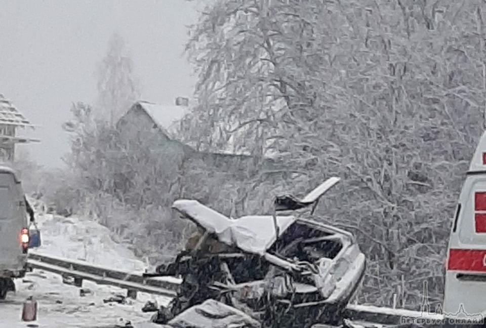 Лесовоз унес жизни 2-х человек смяв ВАЗ В 9 утра в Выборгском районе Ленинградской области в посел...