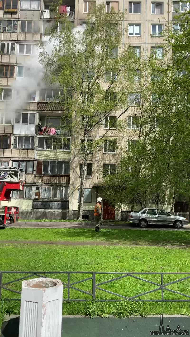 Пожар на Подвойского в доме 24 корпус 2. Горит 8 этаж