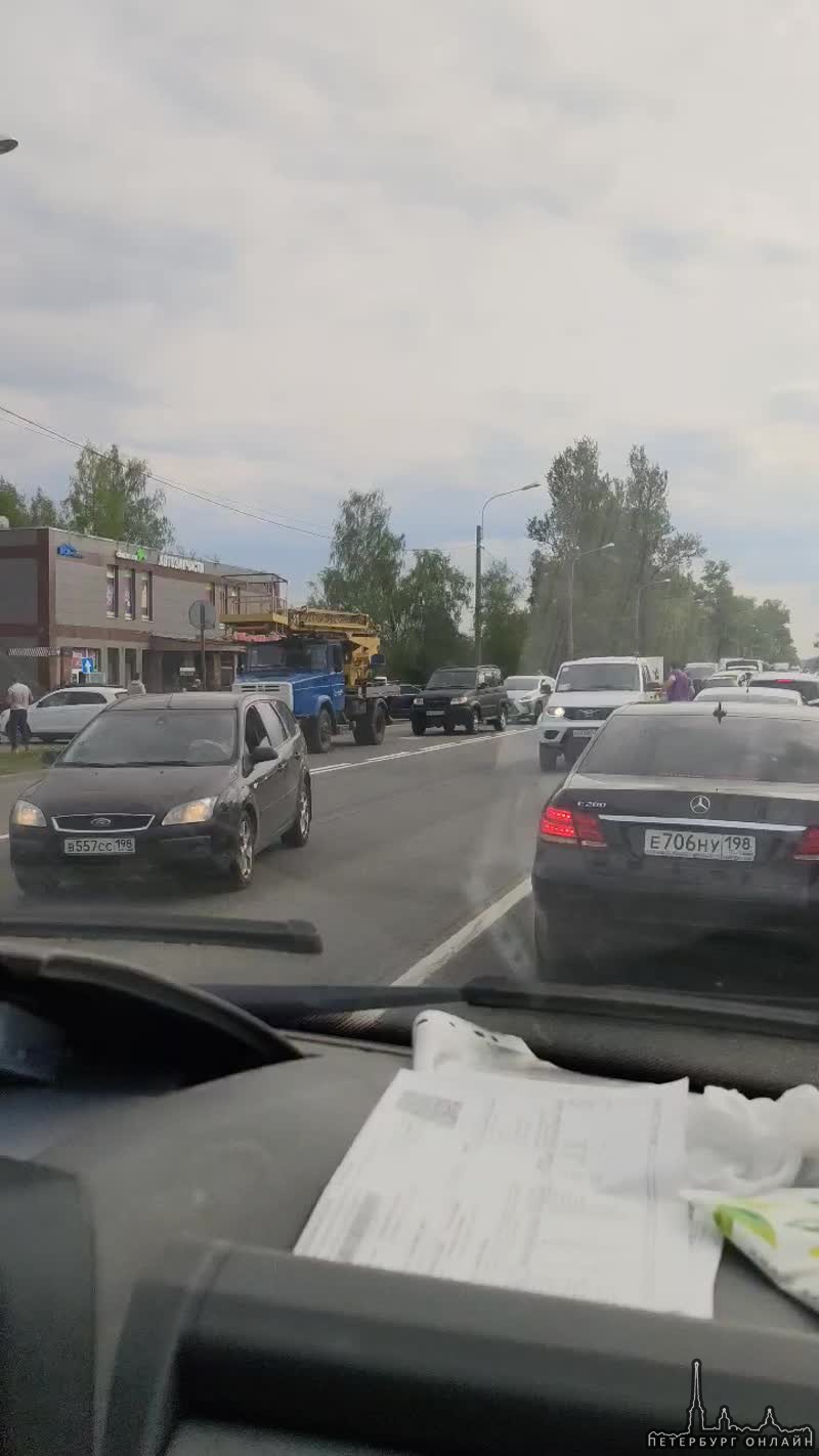 Peugeot выехал в лоб на встречную на Красносельском шоссе 40, Горелово. В сторону города, в левой поло...