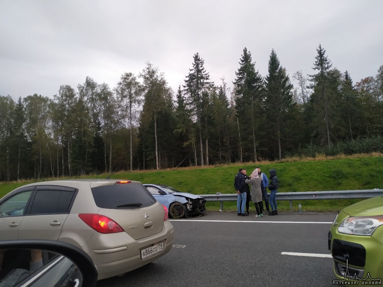 Авария на трассе Сортавала в сторону Петербурга в районе Орехово.