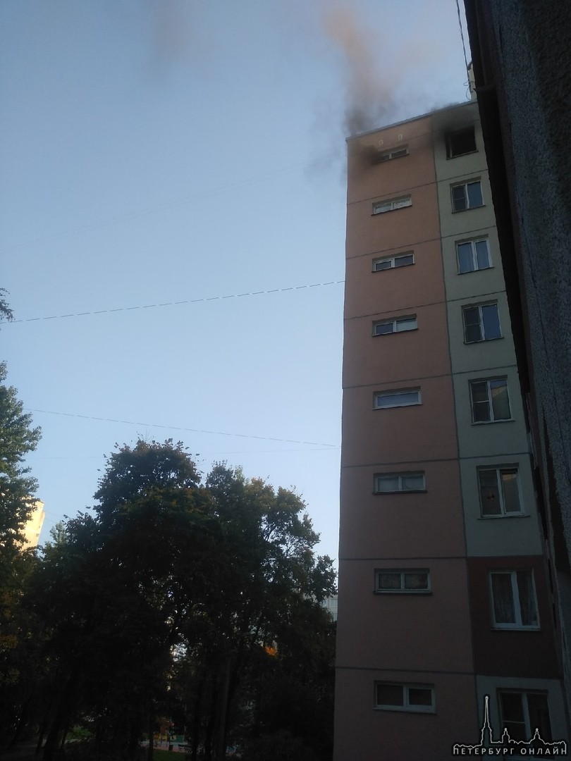 Пожар на Будапештской в доме 14-1, пятая парадная, девятый этаж, однокомнатная.