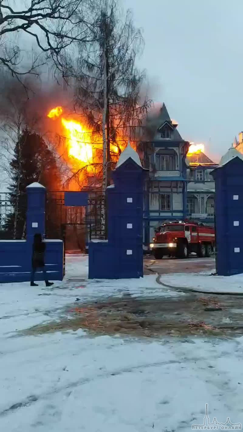 В с. Колчаново, Ленинградской области, горит деревянная усадьба 1840 года постройки. В настоящее вре...