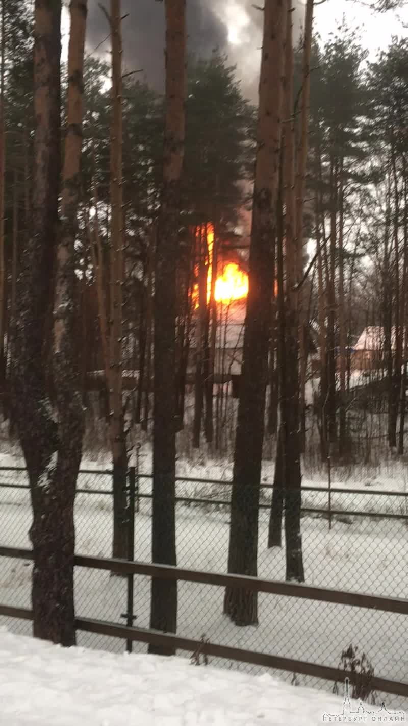 В Токсово возле курорта «северный склон» горит дом!