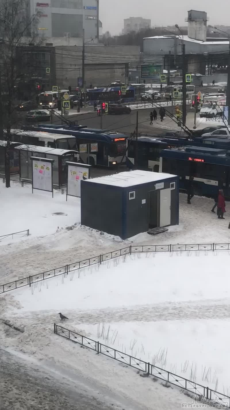 Два автобуса не поделили остановку на Большевиков
